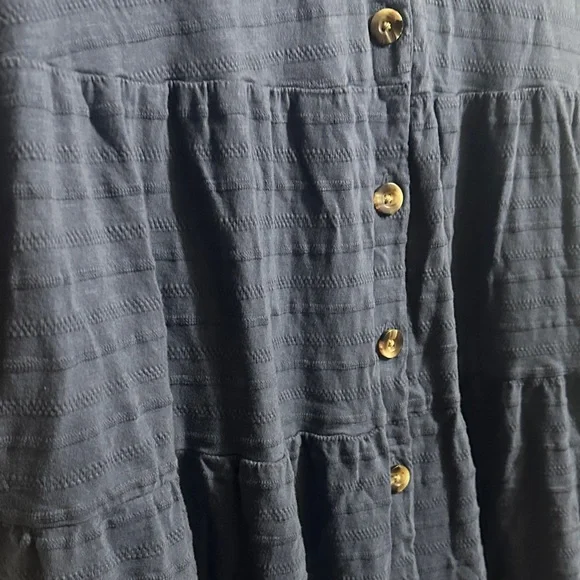 Sonoma Navy Button-Front Tiered Midi Dress - Picture 5 of 11